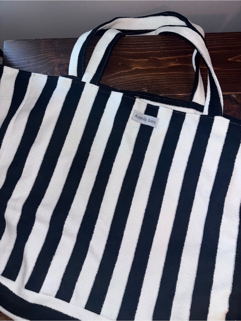 Brand new release : Aubree Says Black & White Striped Tote